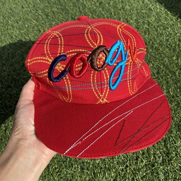 COOGI Mens Fitted Baseball Hat Cap Size 7 3/4 Red Embroidered - Picture 10 of 10